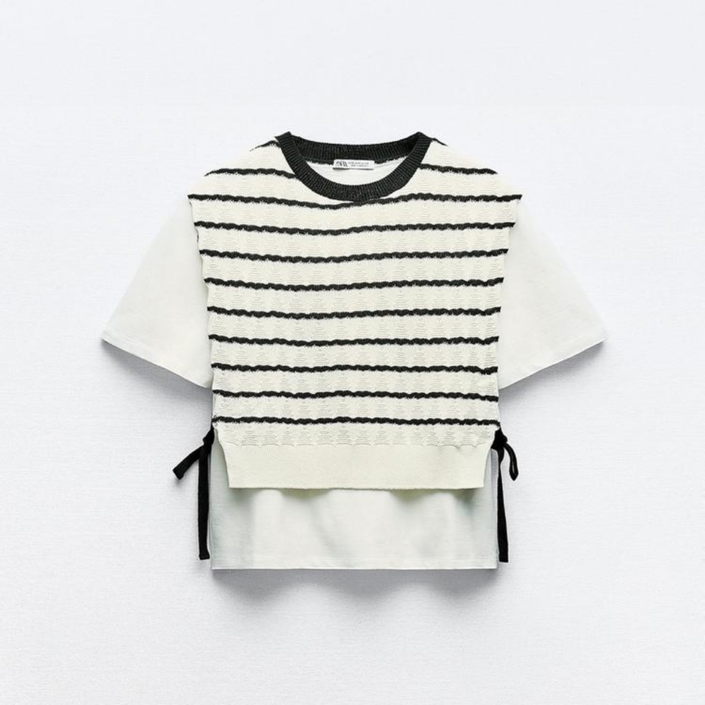ZARA SHIRT AND STRIPED VEST WITH TIES
